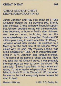 1991-92 TG Racing Masters of Racing Update #104 Junior Johnson / Ray Fox Back