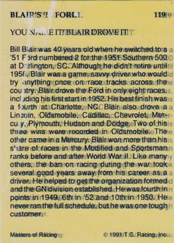 1991-92 TG Racing Masters of Racing Update #119 Bill Blair Back