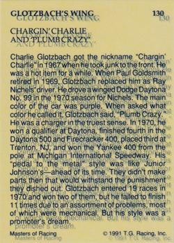 1991-92 TG Racing Masters of Racing Update #130 Charlie Glotzbach Back
