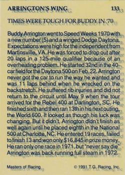1991-92 TG Racing Masters of Racing Update #133 Buddy Arrington's Car Back