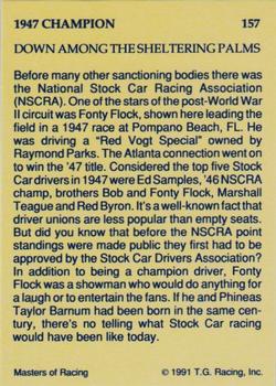 1991-92 TG Racing Masters of Racing Update #157 Fonty Flock's Car Back
