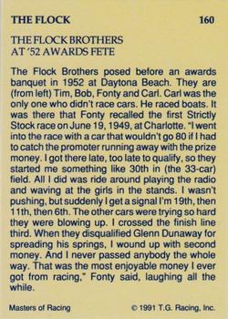 1991-92 TG Racing Masters of Racing Update #160 Fonty Flock / Tim Flock / Bob Flock /Carl Flock Back