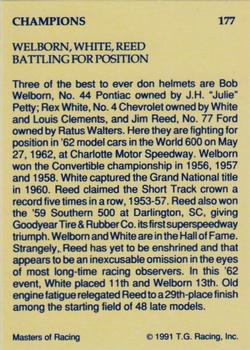 1991-92 TG Racing Masters of Racing Update #177 Bob Welborn / Rex White / Jim Reed Back