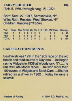 1991-92 TG Racing Masters of Racing Update #184 Larry Shurter Back
