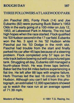 1991-92 TG Racing Masters of Racing Update #187 Jim Paschal / Fonty Flock / Joe Eubanks Back