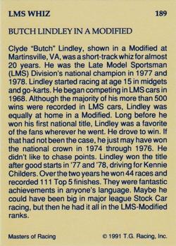 1991-92 TG Racing Masters of Racing Update #189 Butch Lindley Back