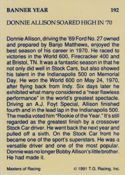 1991-92 TG Racing Masters of Racing Update #192 Donnie Allison's Car Back