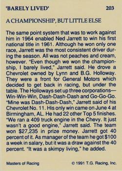 1991-92 TG Racing Masters of Racing Update #203 Ned Jarrett Back