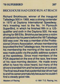 1991-92 TG Racing Masters of Racing Update #207 Richard Brickhouse Back