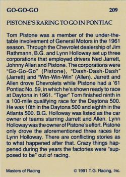 1991-92 TG Racing Masters of Racing Update #209 Tom Pistone's Car Back