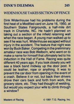 1991-92 TG Racing Masters of Racing Update #245 Dink Widenhouse's Car Back