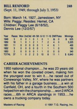 1991-92 TG Racing Masters of Racing Update #248 Bill Rexford Back