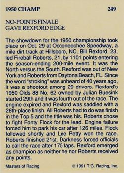 1991-92 TG Racing Masters of Racing Update #249 Bill Rexford Back