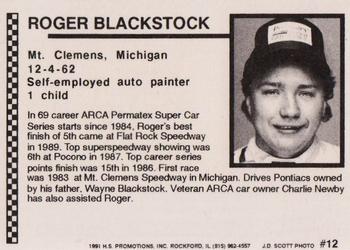 1991 Langenberg ARCA/Hot Stuff #12 Roger Blackstock Back