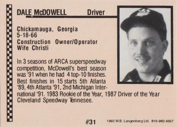 1992 Langenberg ARCA/Flash #31 Dale McDowell Back