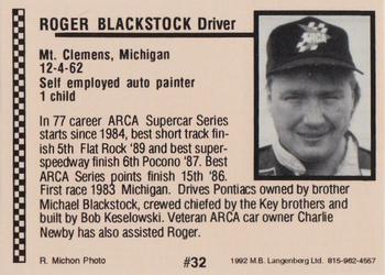 1992 Langenberg ARCA/Flash #32 Roger Blackstock Back