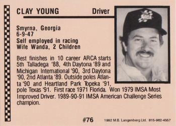 1992 Langenberg ARCA/Flash #76 Clay Young Back