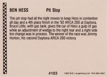 1992 Langenberg ARCA/Flash #103 Hess Pit Stop Back