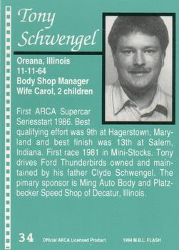1994 Langenberg ARCA/Flash #34 Tony Schwengel Back