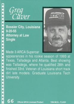 1994 Langenberg ARCA/Flash #66 Greg Caver Back