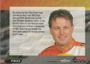 1994 Power #PW23 Ricky Rudd Back