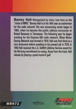1994 Power #MRN71 Barney Hall Back