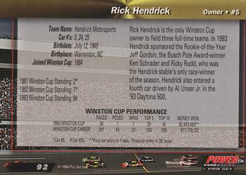 1994 Power #92 Rick Hendrick Back