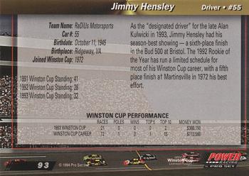 1994 Power #93 Jimmy Hensley Back