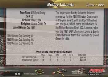 1994 Power #98 Bobby Labonte Back