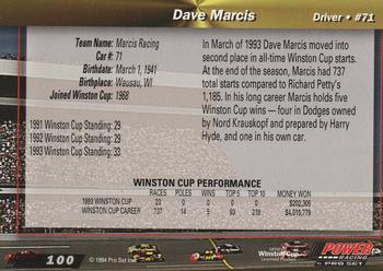 1994 Power #100 Dave Marcis Back