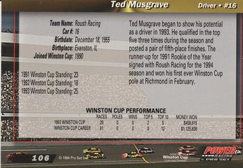 1994 Power #106 Ted Musgrave Back