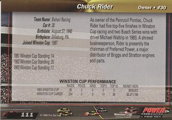 1994 Power #111 Chuck Rider Back