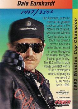 1994 Power #NNO Dale Earnhardt Back