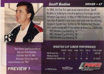1994 Power Preview #1 Geoff Bodine Back