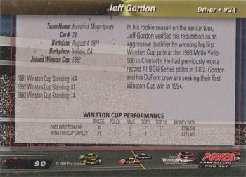 1994 Power - Gold Cup '94 #90 Jeff Gordon Back