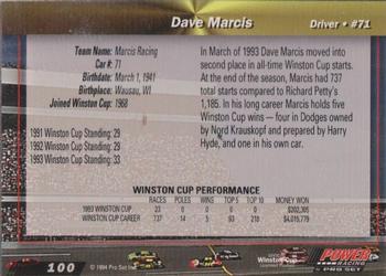 1994 Power - Gold Cup '94 #100 Dave Marcis Back