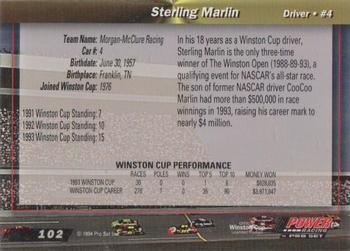 1994 Power - Gold Cup '94 #102 Sterling Marlin Back