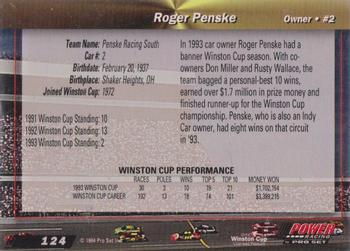 1994 Power - Gold Cup '94 #124 Roger Penske Back