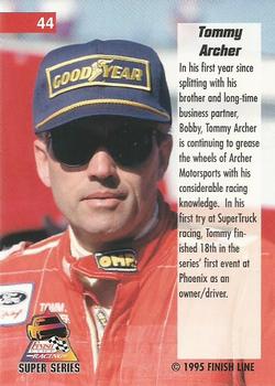 1995 Finish Line Super Series #44 Tommy Archer Back