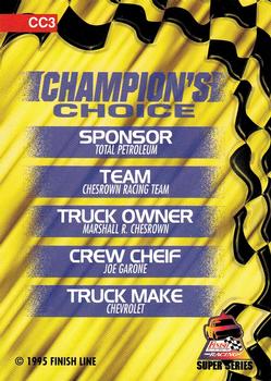 1995 Finish Line Super Series - Champion's Choice #CC3 Rick Carelli Back