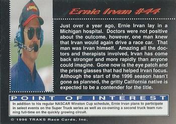 1996 Traks Review & Preview - Red #44 Ernie Irvan Back