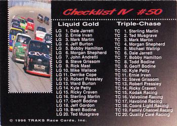 1996 Traks Review & Preview - Red #50 Checklist IV Back