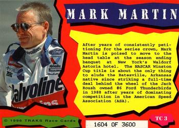 1996 Traks Review & Preview - Triple-Chase Gold #TC 3 Mark Martin Back