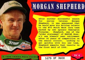 1996 Traks Review & Preview - Triple-Chase Gold #TC 4 Morgan Shepherd Back
