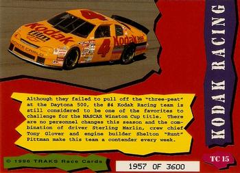 1996 Traks Review & Preview - Triple-Chase Gold #TC 15 Kodak Racing Back