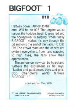 1988 Leesley Bigfoot #010 Bigfoot 1 Back