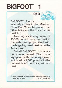 1988 Leesley Bigfoot #013 Bigfoot 1 Back