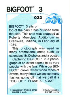 1988 Leesley Bigfoot #022 Bigfoot 3 Back