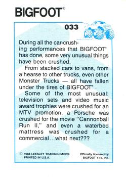 1988 Leesley Bigfoot #033 Bigfoot Back