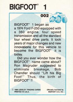 1988 Leesley Bigfoot #002 Bigfoot Back
